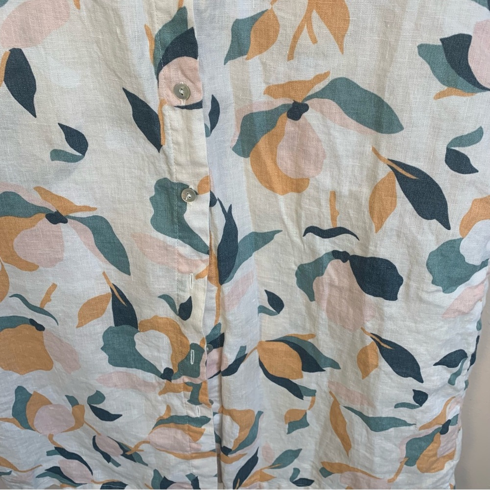 Rachel Zoe 100% Linen Floral Button Front Shirt Dress - Picture 6 of 10